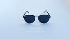 Ochelari de soare Aviator Polarizati, cu brate flexibile, rama neagra si lentile negre, vedere fata