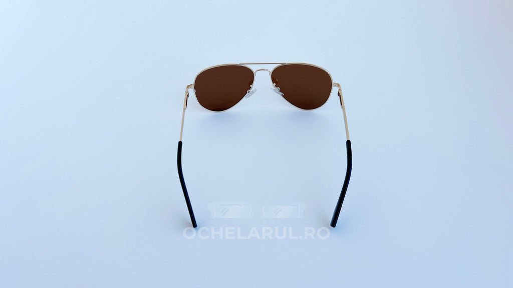 Ochelari de soare Aviator Polarizati, rama aurie si lentile maro, vedere spate