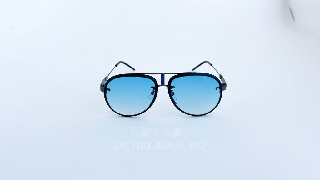Ochelari de soare Carrera Glory style, rama neagra-gri si lentile albastre degrade, vedere fata
