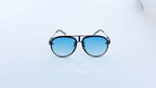 Ochelari de soare Carrera Glory style, rama neagra-gri si lentile albastre degrade, vedere fata