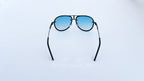 Ochelari de soare Carrera Glory style, rama neagra-gri si lentile albastre degrade, vedere spate