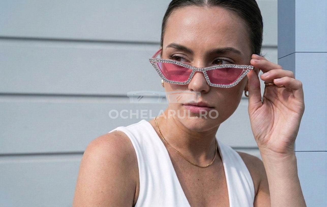 Ochelari de soare Cat Eye cu Pietre Strălucitoare