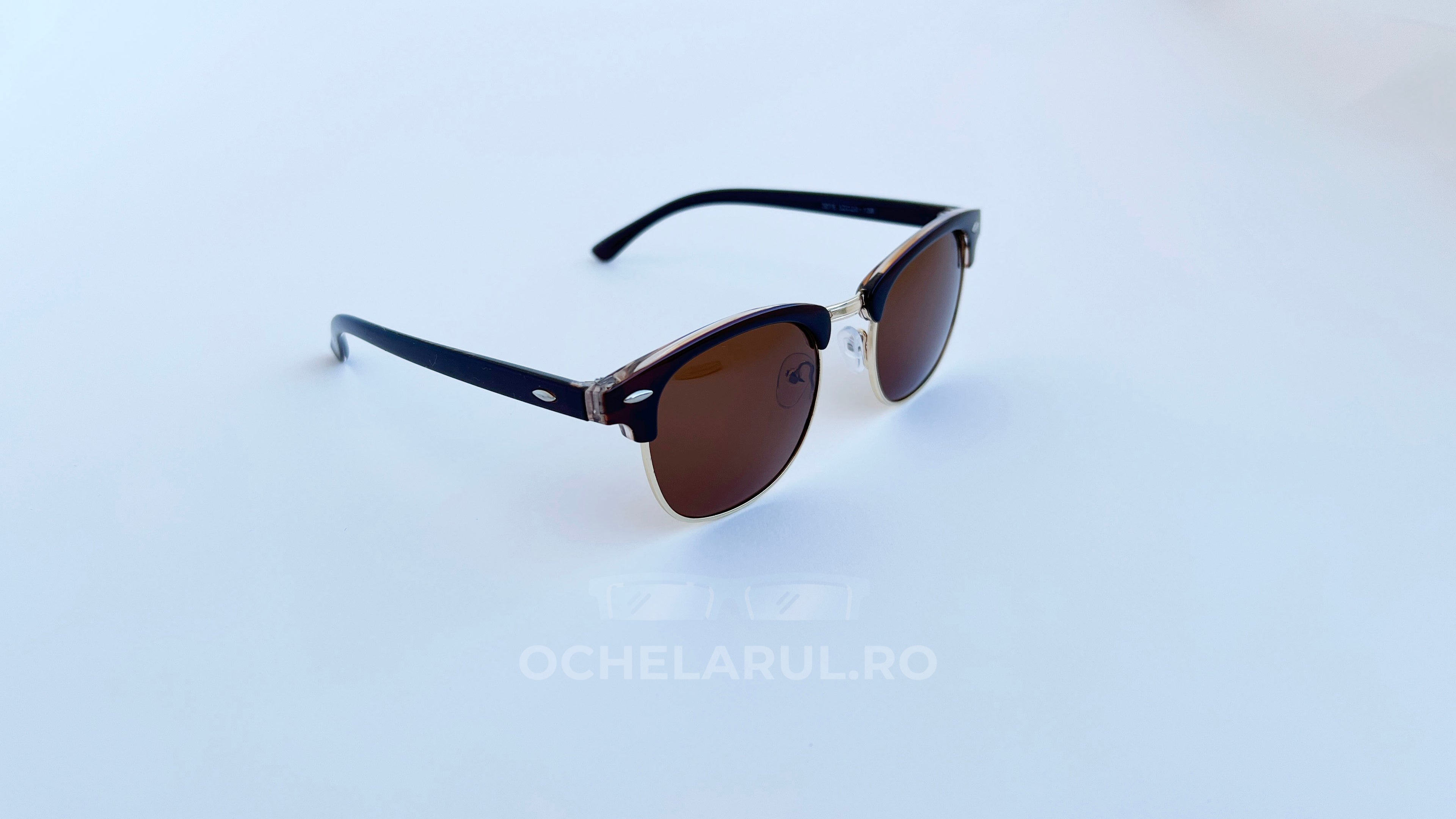 Ochelari de soare Clubmaster Polarizați cu rame maro și lentile maro, stil clasic pentru bărbați.