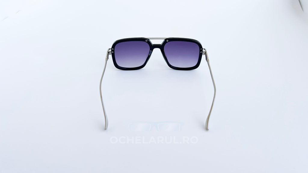 Ochelari de soare David Beckham 7101S style, rama argintiu-negru si lentile violet degrade, vedere spate