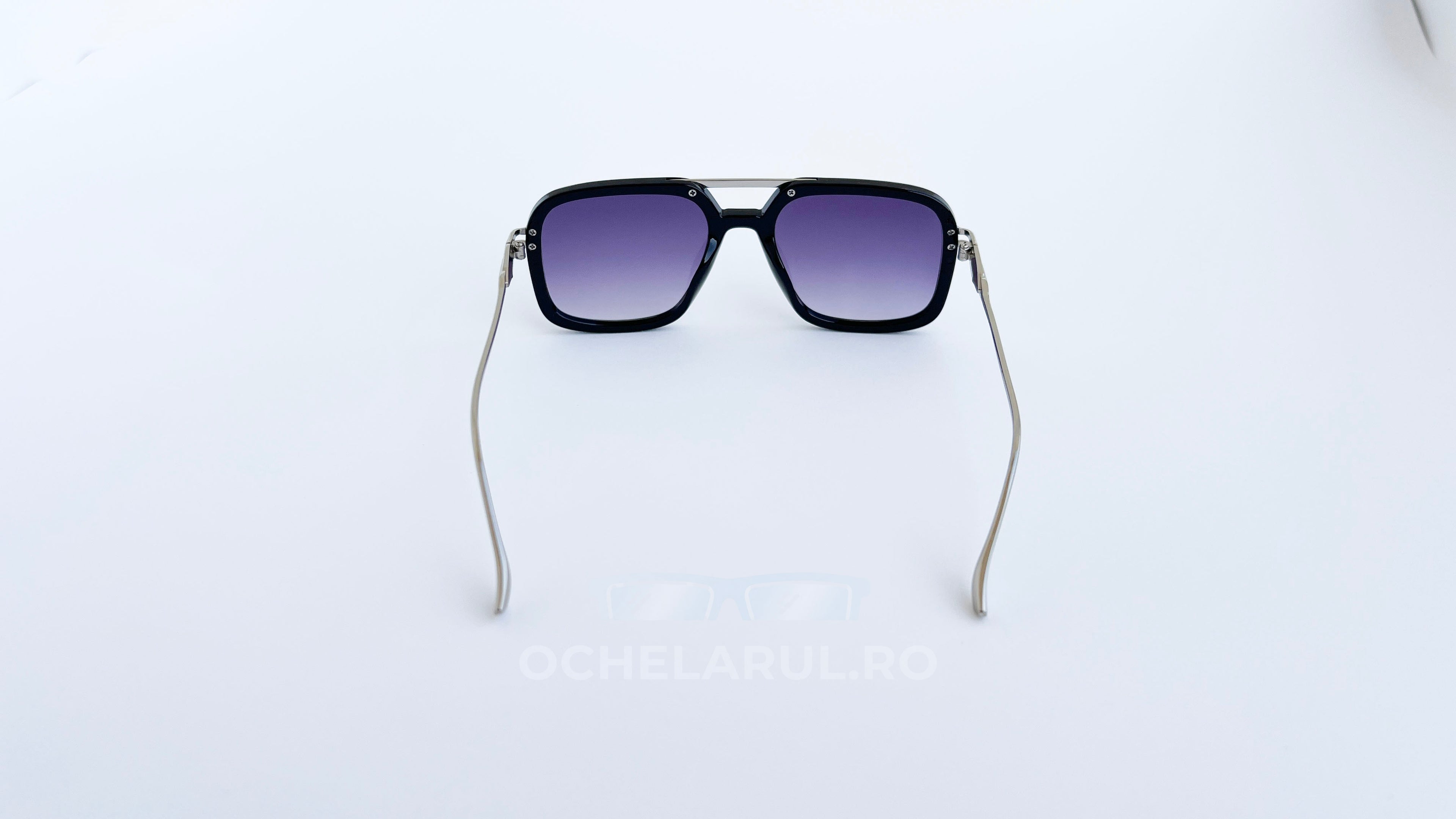 Ochelari de soare David Beckham 7101S style, rama argintiu-negru si lentile violet degrade, vedere spate