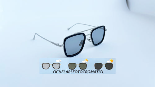 Ochelari de soare Dita Flight Style - Polarizați Fotocromatici cu rame argintii și lentile gri polarizate pentru bărbați.