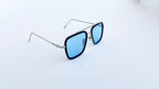 Ochelari de soare Dita Flight, rama argintie-neagra si lentile albastre degrade, prezentare