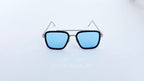 Ochelari de soare Dita Flight, rama argintie-neagra si lentile albastre degrade, vedere fata