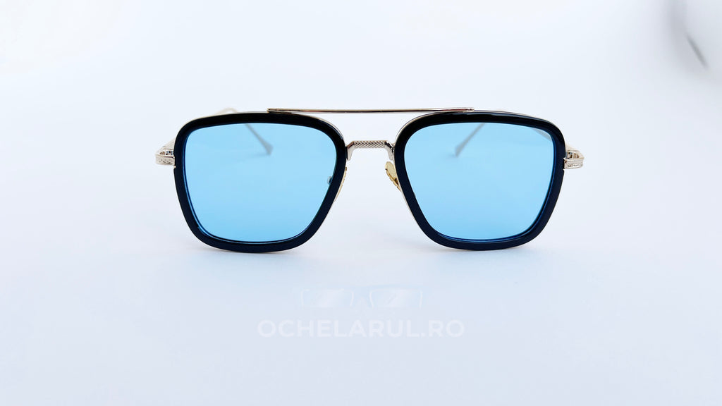 Ochelari Dita Flight Style cu lentile albastre și ramă aurie, design modern pentru ochelari de soare bărbați