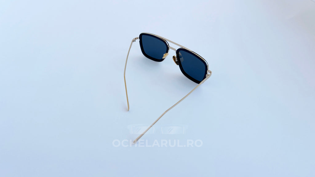 Ochelari Dita Flight Style cu rame aurii subțiri și lentile negre, ochelari de soare bărbați eleganți.