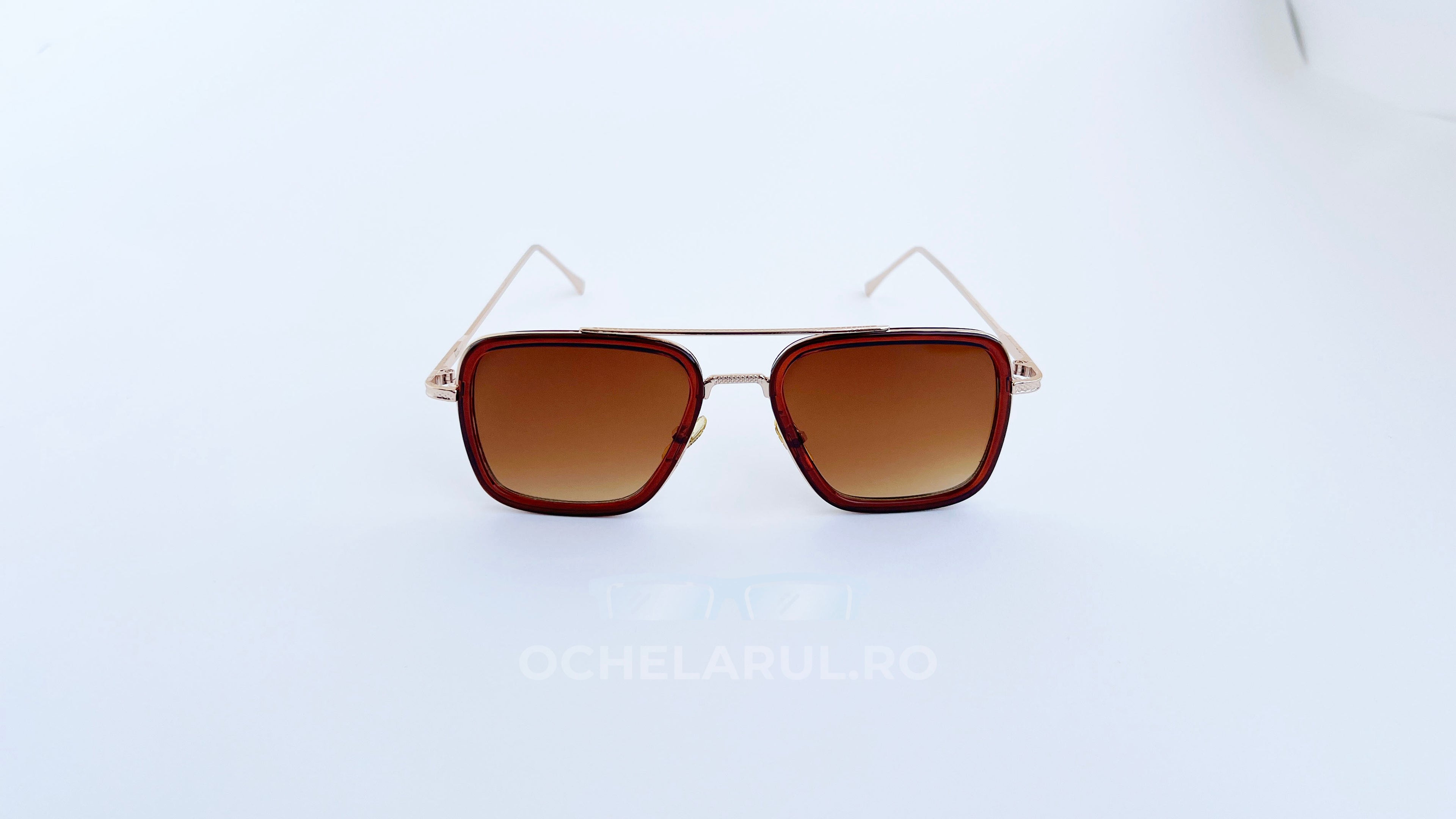 Ochelari de soare Dita Flight rama aurie-neagra si lentile maro degrade, vedere fata