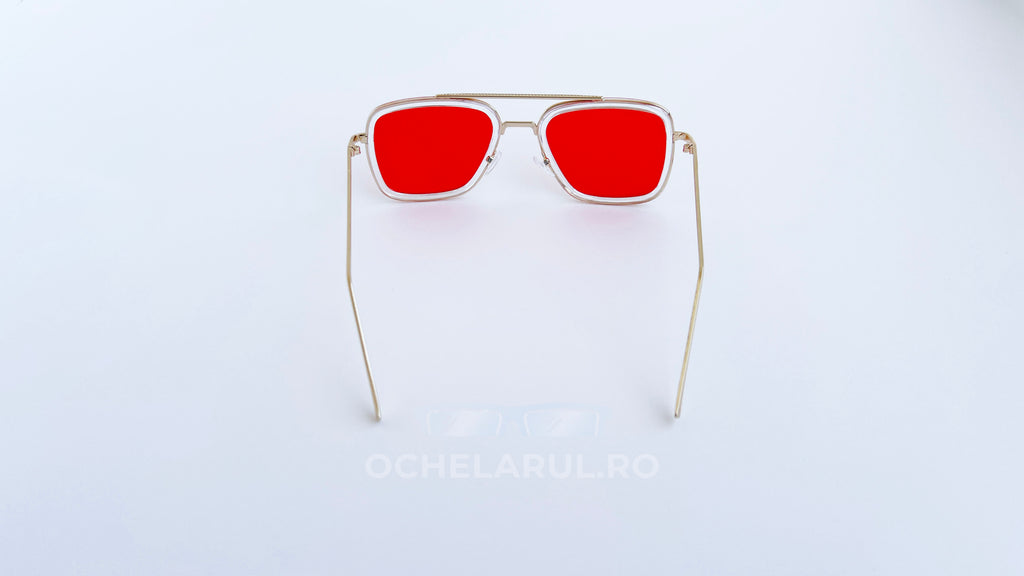 Ochelari de soare Dita Flight Style - Rama aurie transparenta Lentile rosii - vedere spate