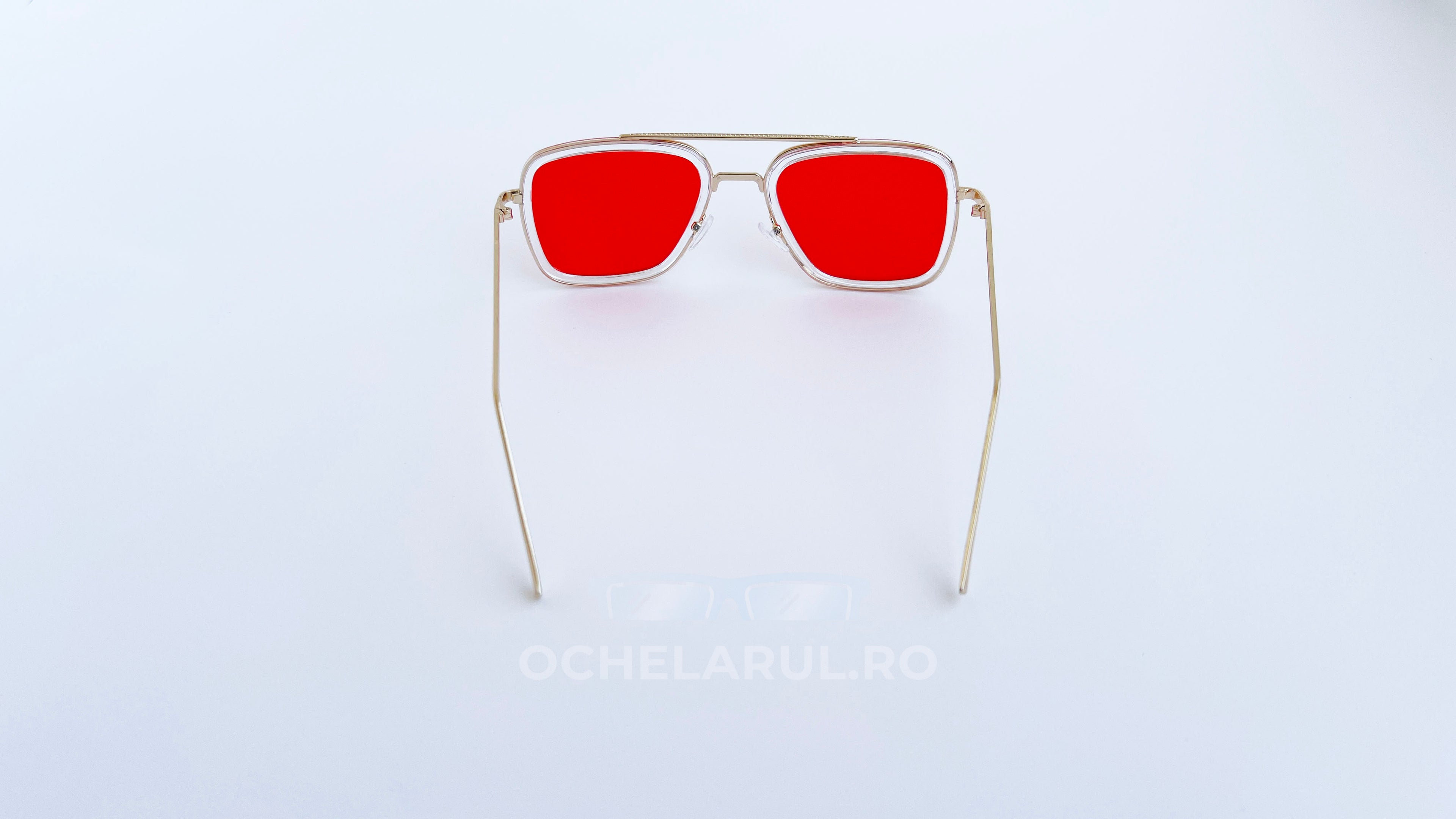 Ochelari de soare Dita Flight Style - Rama aurie transparenta Lentile rosii - vedere spate