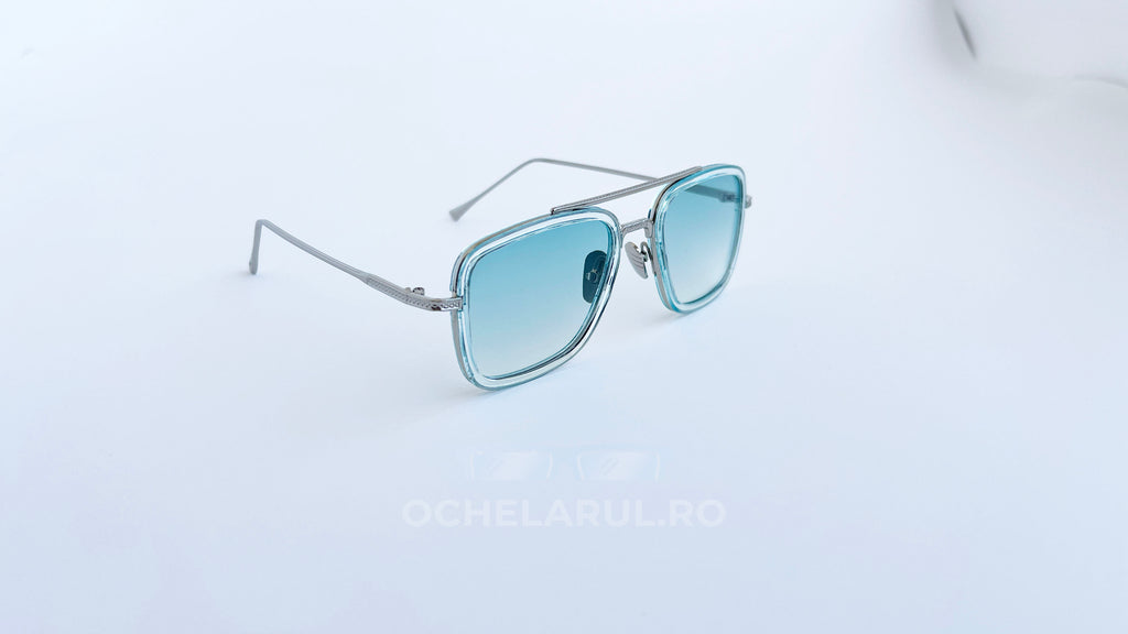 Ochelari Dita Flight Style cu rame metalice argintii și lentile verzi degrade, ochelari de soare bărbați eleganți