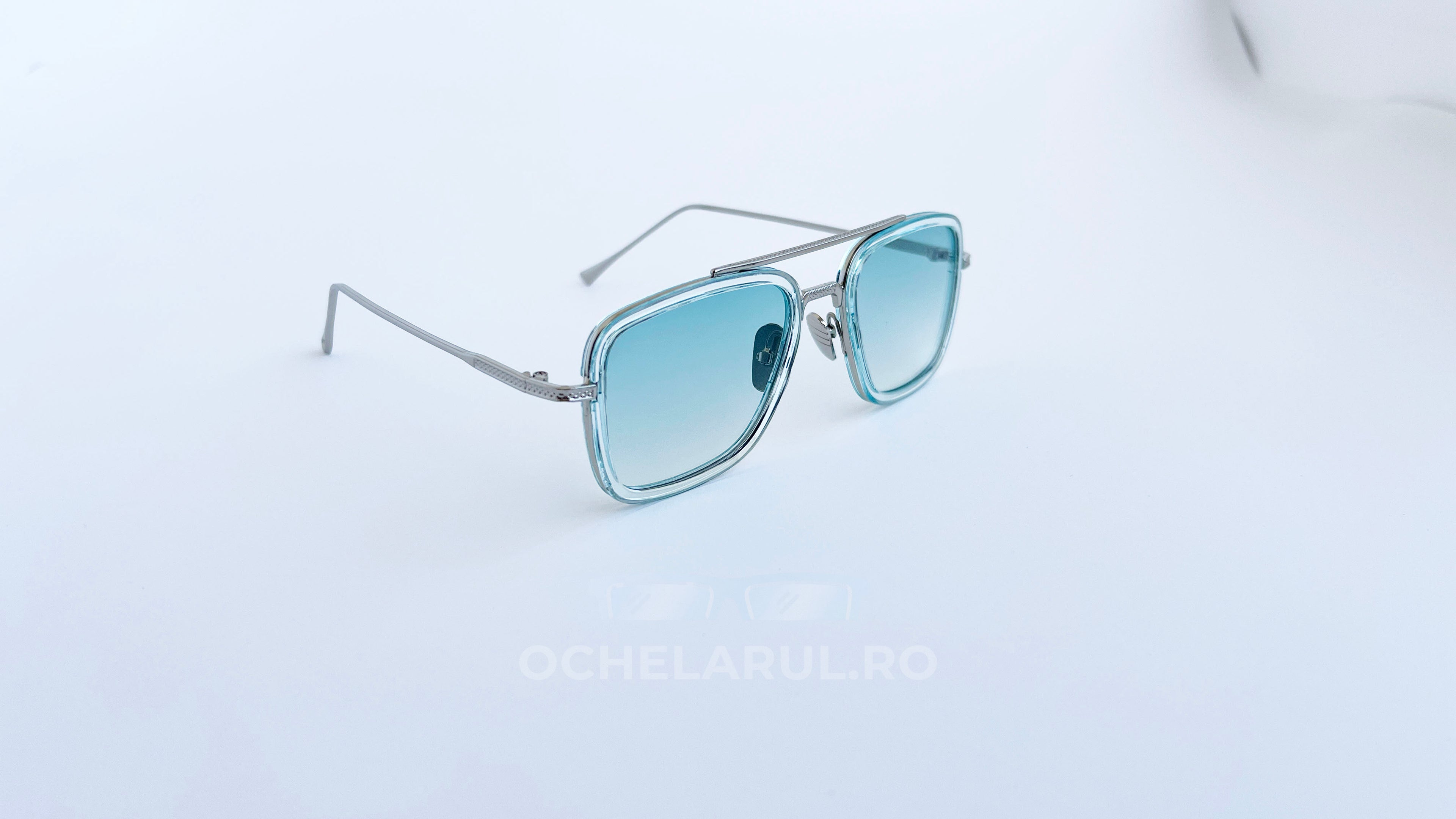Ochelari Dita Flight Style cu rame metalice argintii și lentile verzi degrade, ochelari de soare bărbați eleganți