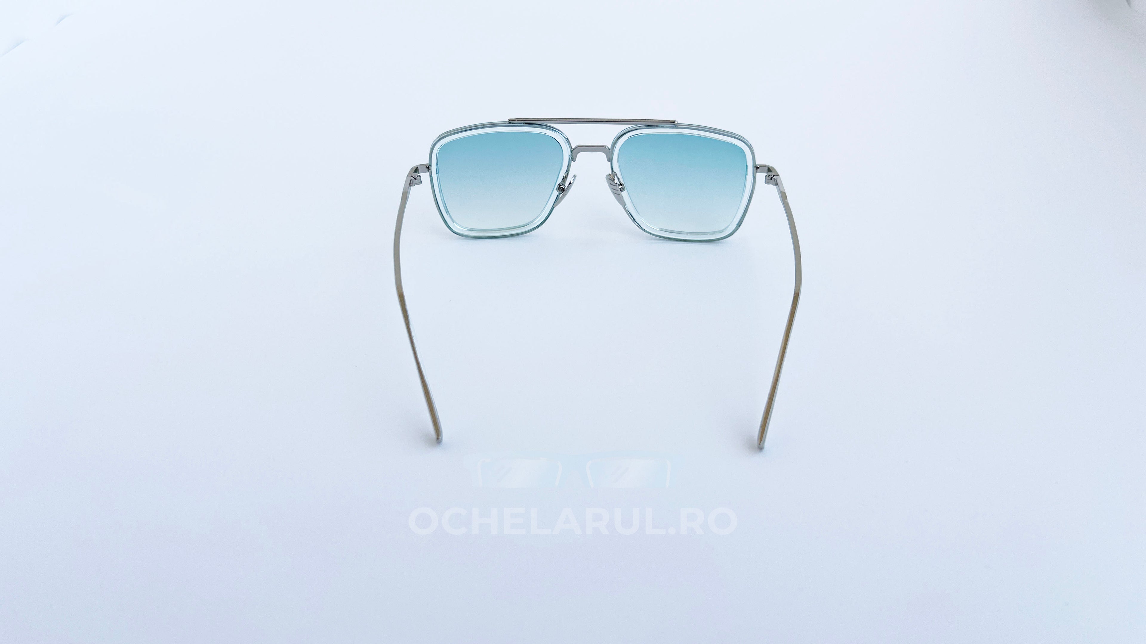 Ochelari Dita Flight Style cu rame metalice argintii și lentile degrade verzi, ochelari de soare bărbați eleganți.