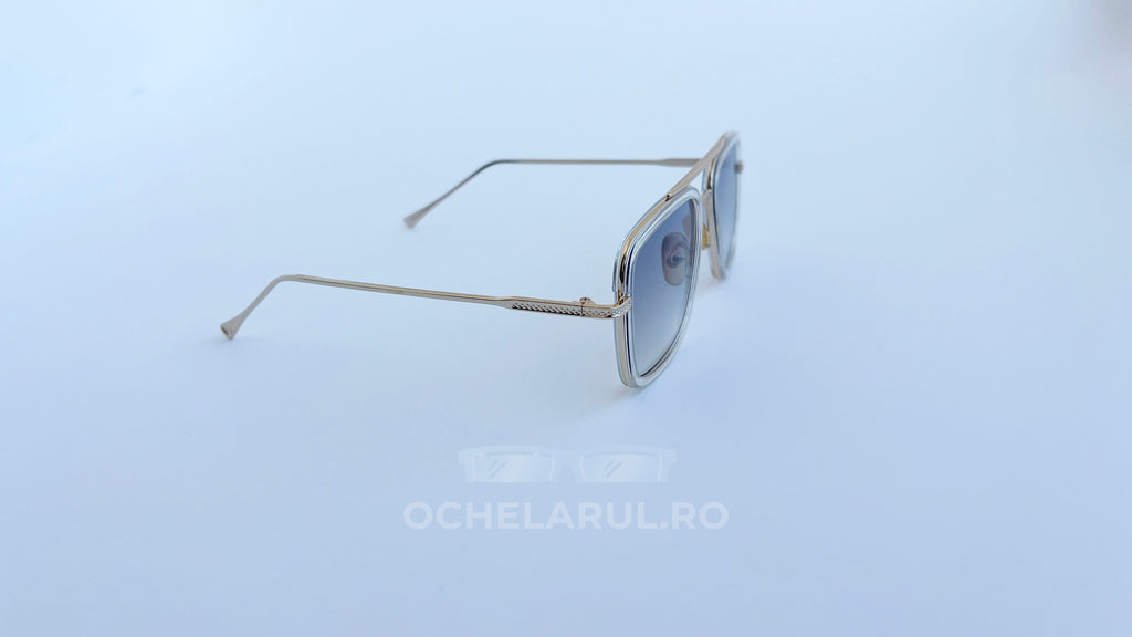 Ochelari Dita Flight Style cu rame transparente aurii și lentile gri degrade pentru ochelari de soare bărbați elegante