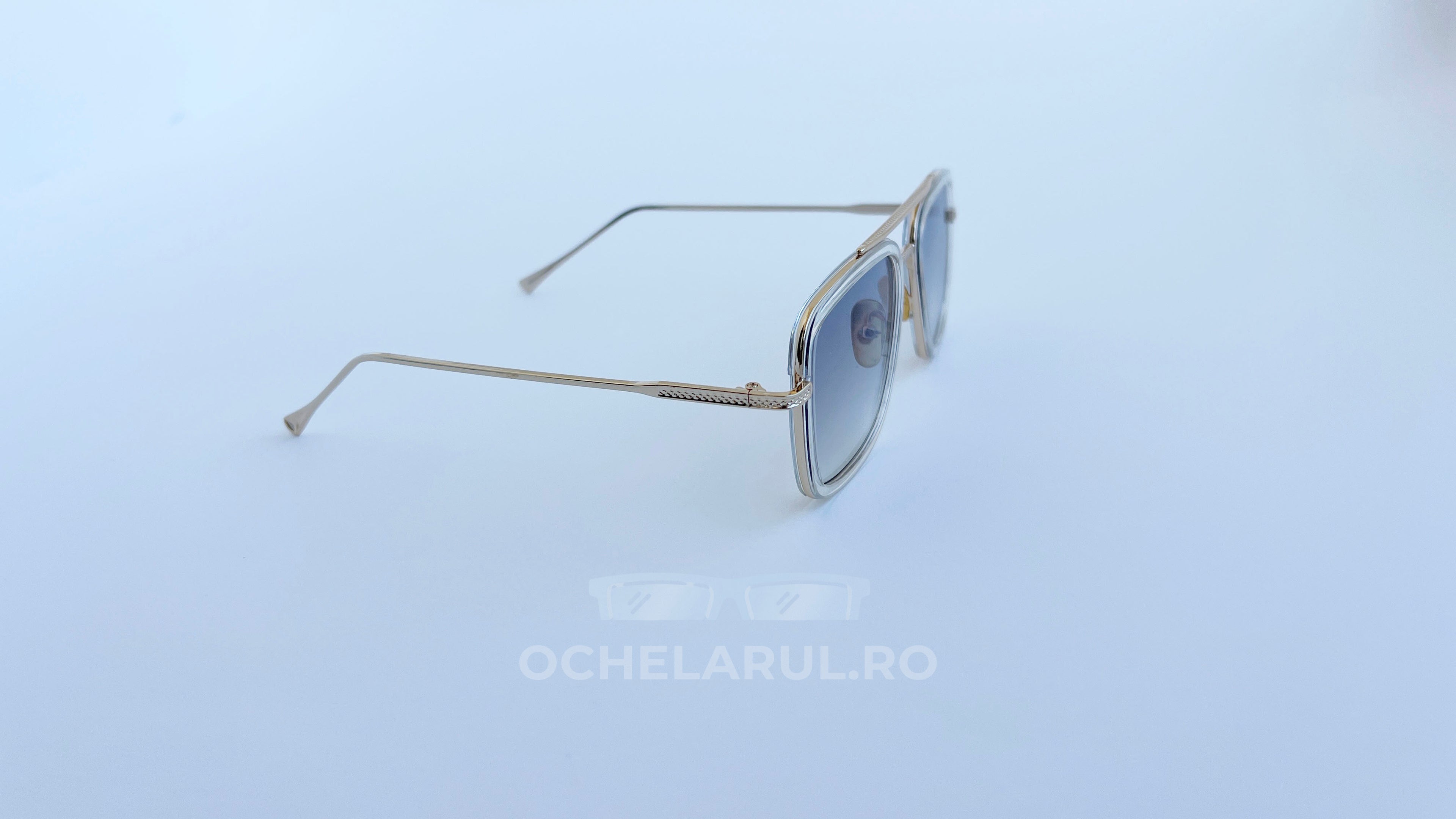 Ochelari Dita Flight Style cu rame transparente aurii și lentile gri degrade pentru ochelari de soare bărbați elegante