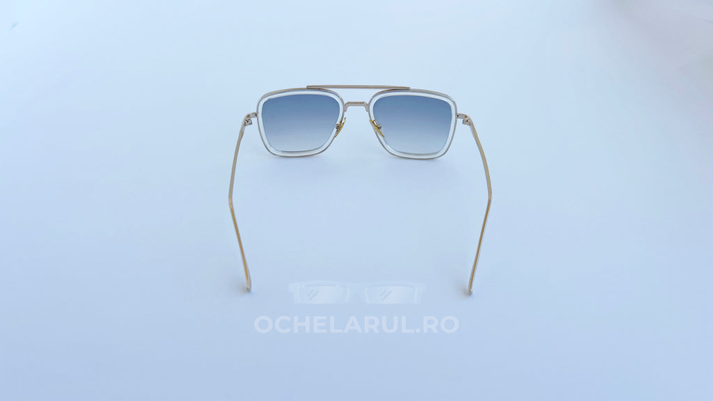 Ochelari Dita Flight Style cu rame aurii transparente și lentile gri degrade, ochelari de soare bărbați eleganți