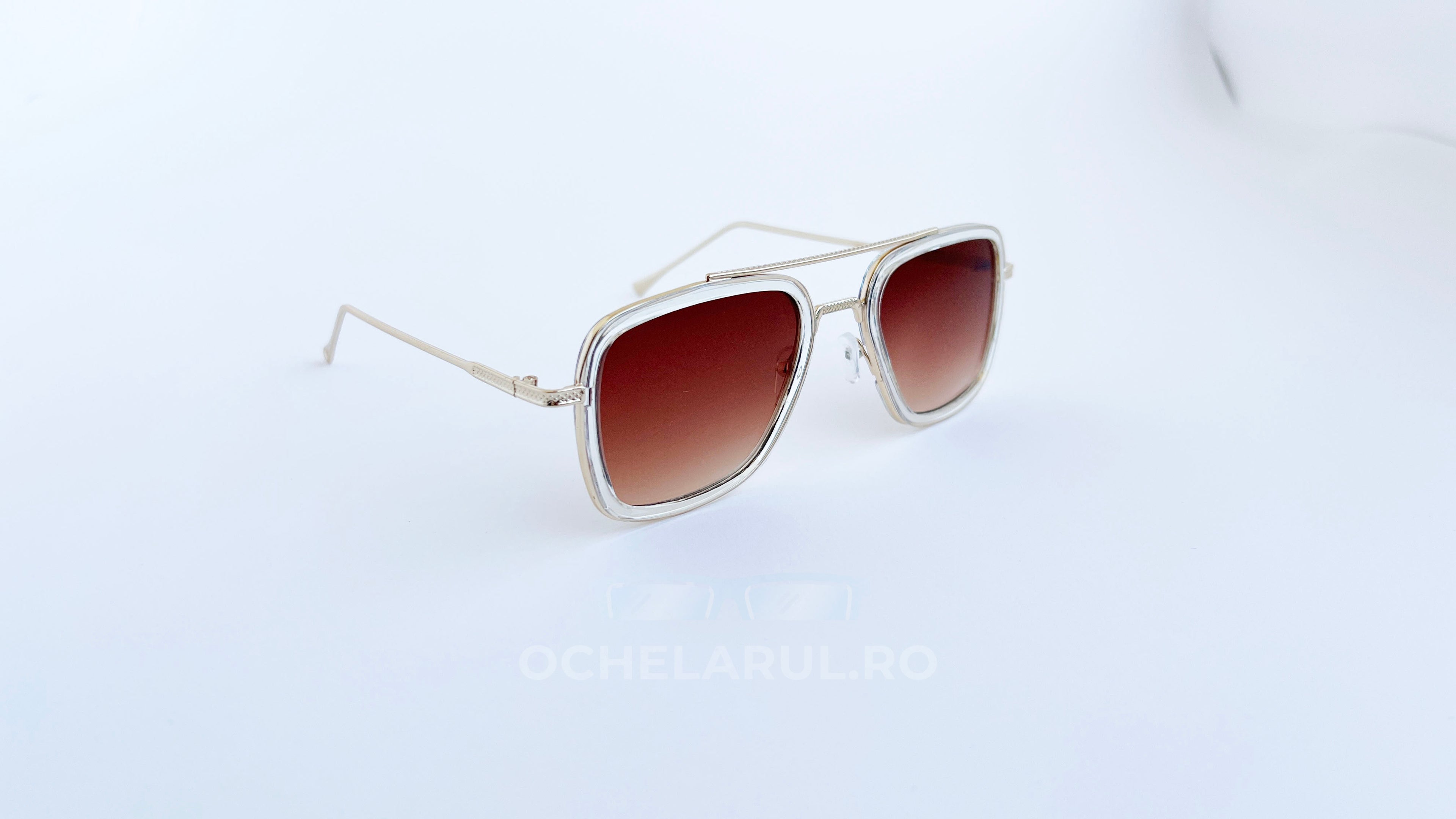Ochelari de soare Dita Flight rama aurie-transparenta si lentile maro degrade, prezentare
