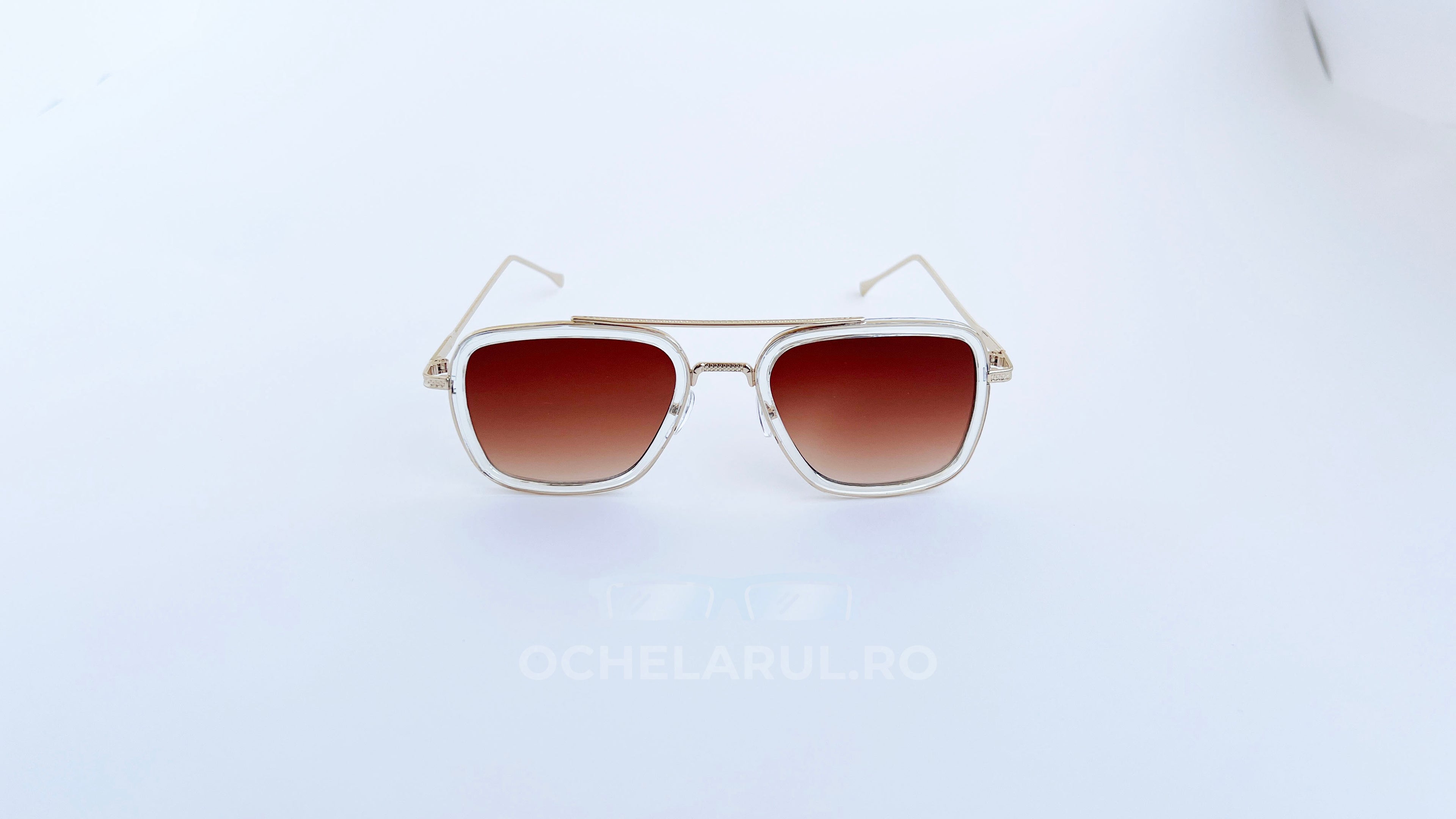 Ochelari de soare Dita Flight rama aurie-transparenta si lentile maro degrade, vedere fata