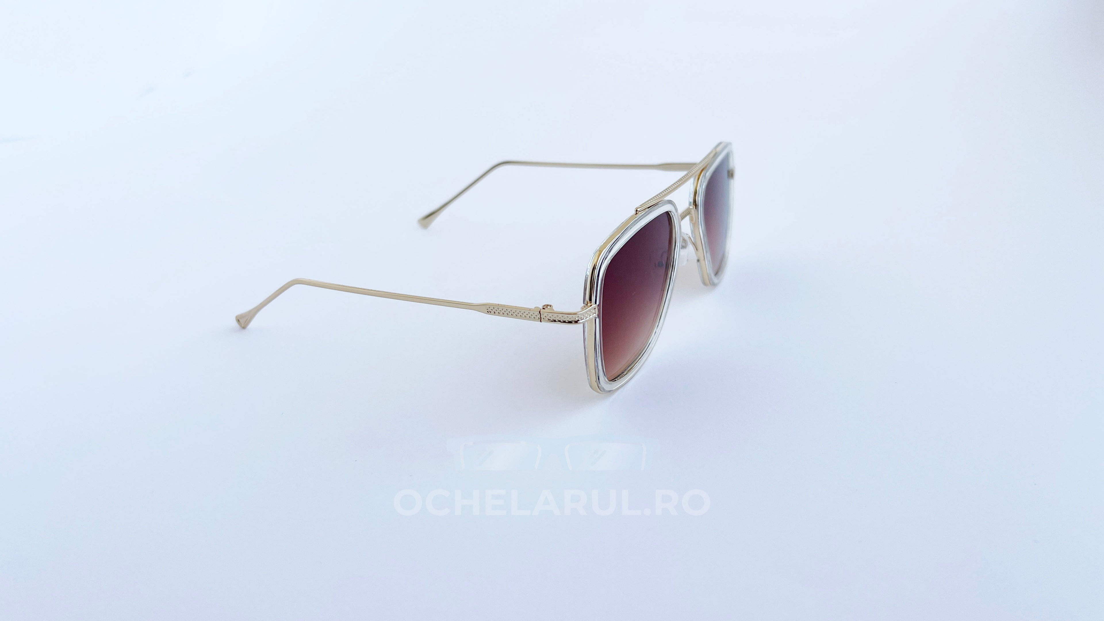 Ochelari de soare Dita Flight rama aurie-transparenta si lentile maro degrade, vedere laterala