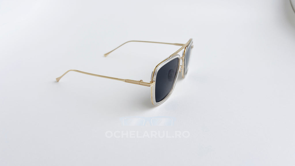 Ochelari de soare Dita Flight Style - Rama aurie transparenta, Lentile negre - vedere laterala