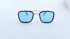 Ochelari de soare Dita Flight Wrap Style - Rama aurie neagra, Lentile albastre - vedere fata aproape