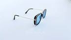 Ochelari de soare Dita Flight Wrap Style - Rama aurie neagra, Lentile albastre - vedere laterala