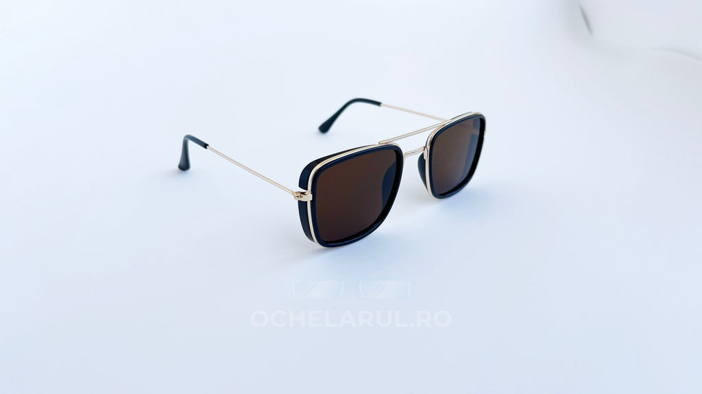 Ochelari de soare Dita Flight Wrap Style - Rama aurie neagra, Lentile maro - prezentare