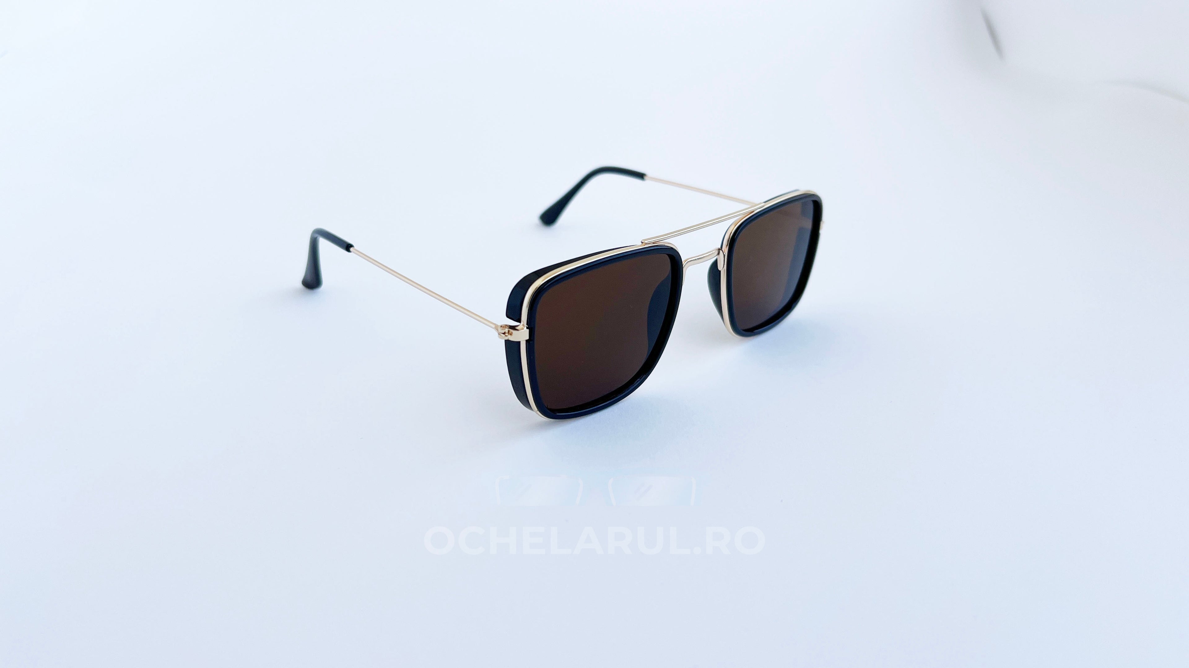 Ochelari de soare Dita Flight Wrap Style - Rama aurie neagra, Lentile maro - prezentare