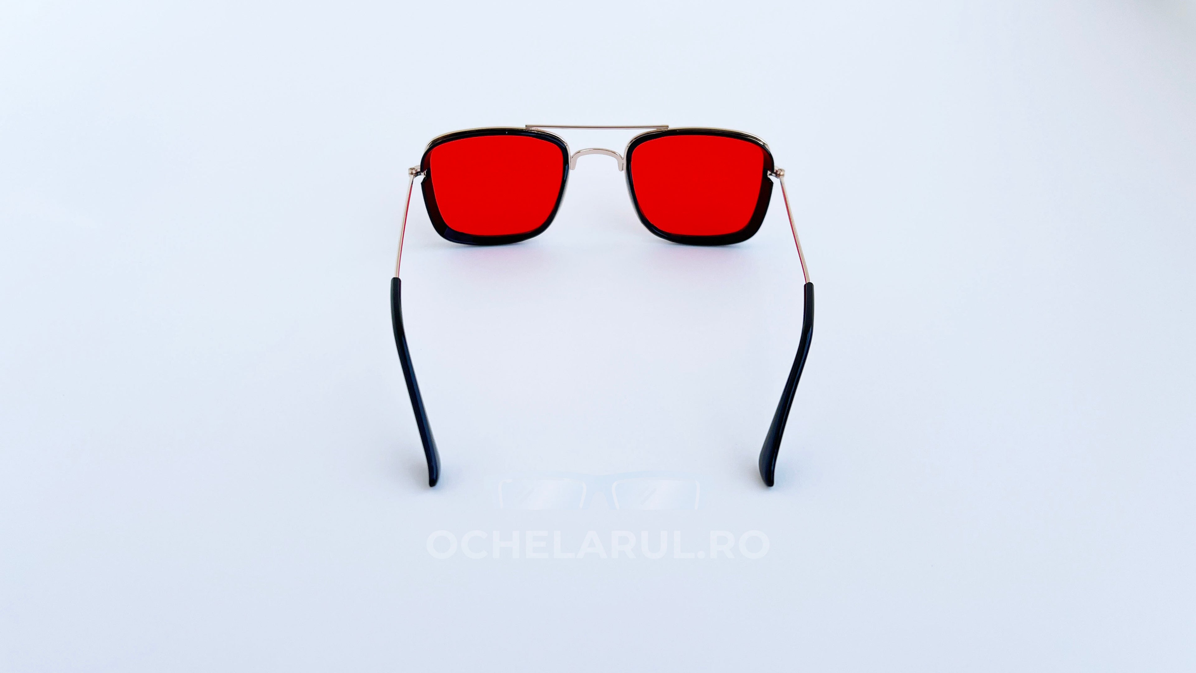 Ochelari de soare Dita Flight Wrap Style - Rama aurie neagra, Lentile rosii - vedere spate