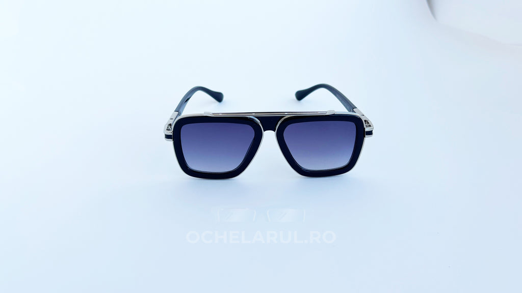 Ochelari de soare Dita Lxn-Evo, rama neagra-argintie si lentile violet degrade, vedere fata