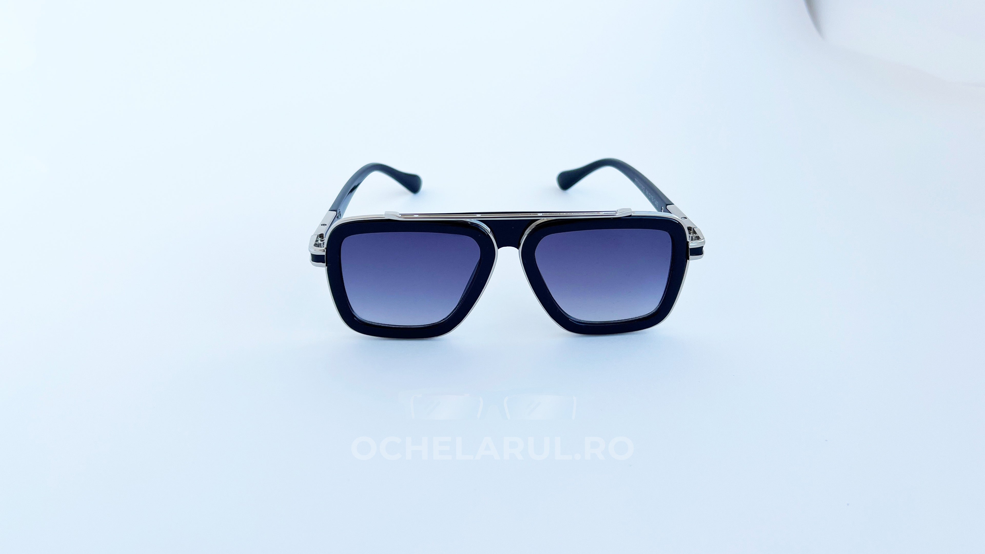Ochelari de soare Dita Lxn-Evo, rama neagra-argintie si lentile violet degrade, vedere fata