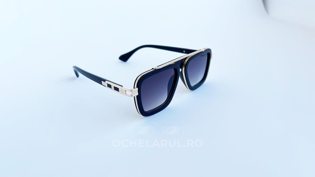 Ochelari de soare Dita LXN-EVO Style negri, cu accente aurii și protecție UV400 completă.