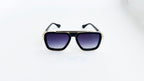 Ochelari de soare Dita LXN-EVO Style cu paduri nazale - Rama neagra-aurie - Lentile violet degrade - Vedere fata