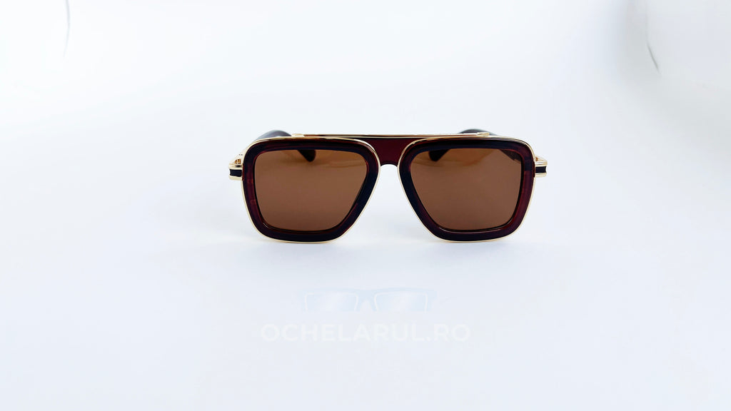 Ochelari de soare Dita LXN-EVO Style - Rama maro-aurie - Lentile violet degrade - Vedere fata aproape