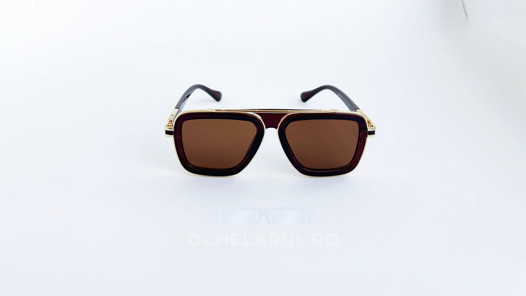 Ochelari de soare Dita LXN-EVO Style - Rama maro-aurie - Lentile violet degrade - Vedere fata frontala