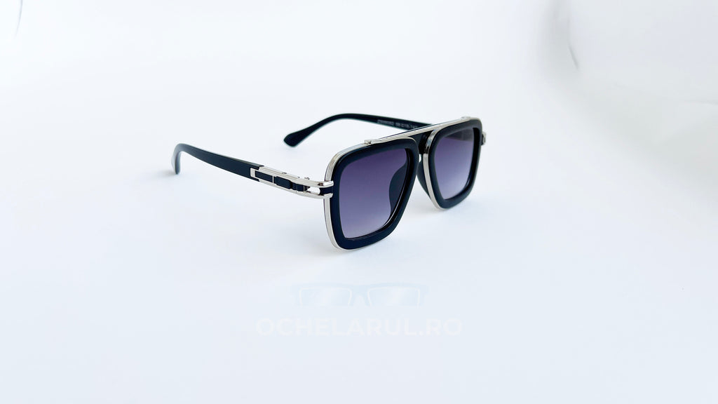 Ochelari de soare Dita LXN-EVO Style - Rama neagra-argintie - Lentile violet degrade - Prezentare produs