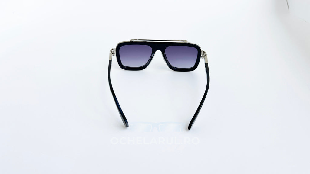 Ochelari de soare Dita LXN-EVO Style - Rama neagra-argintie - Lentile violet degrade - Vedere spate