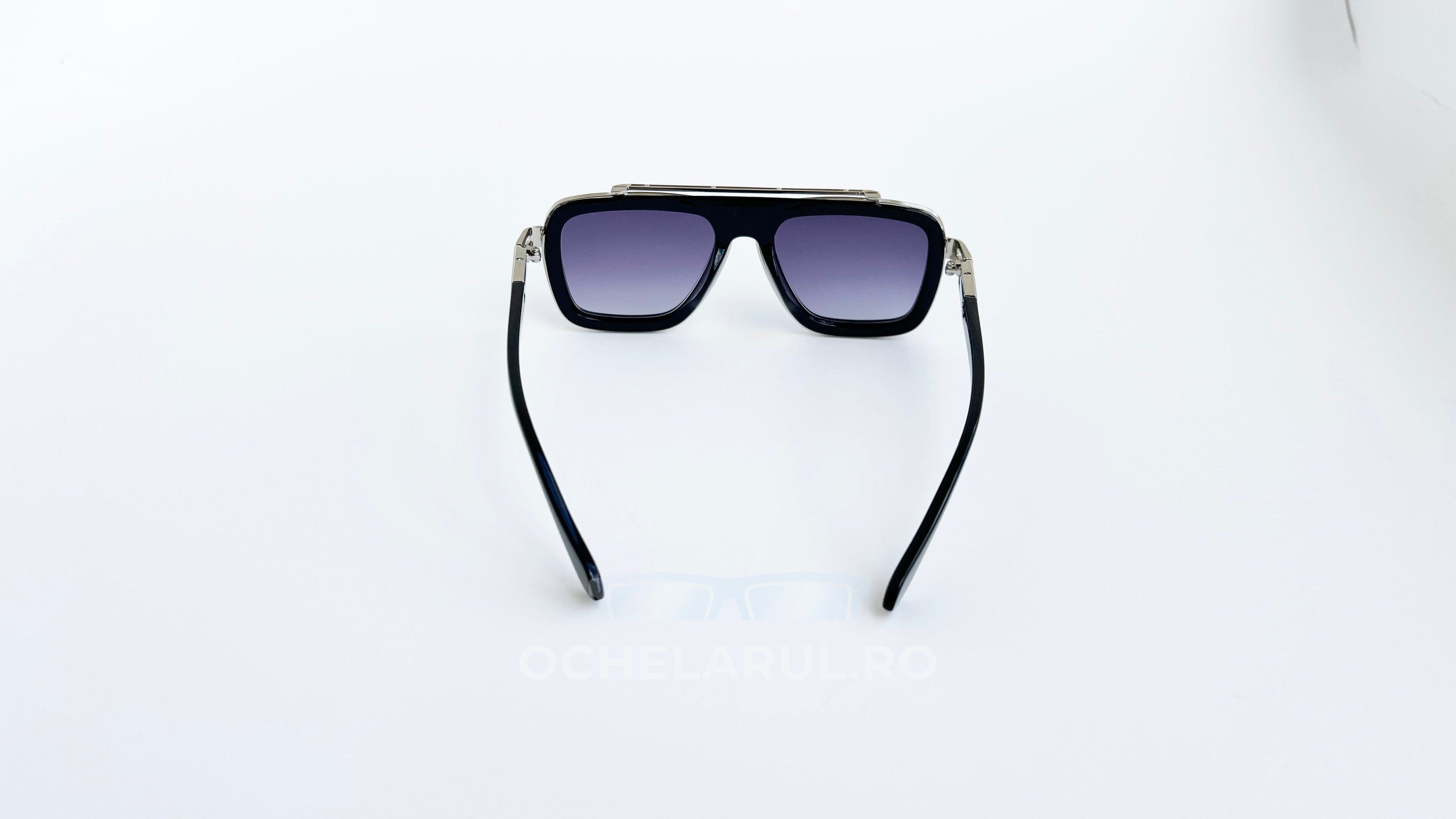 Ochelari de soare Dita LXN-EVO Style - Rama neagra-argintie - Lentile violet degrade - Vedere spate