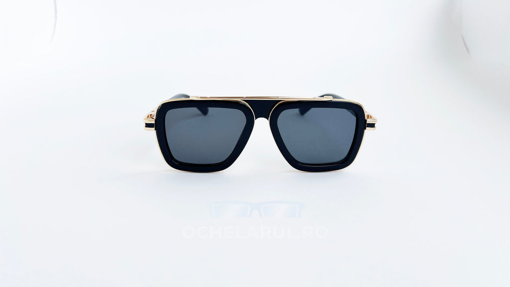 Ochelari de soare Dita LXN-EVO Style - Rama neagra-aurie - Lentile violet degrade - Vedere fata aproape