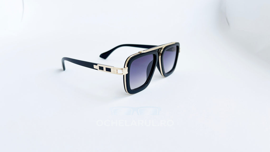 Ochelari de soare Dita LXN-EVO Style - Rama neagra-aurie - Lentile violet degrade - Prezentare produs