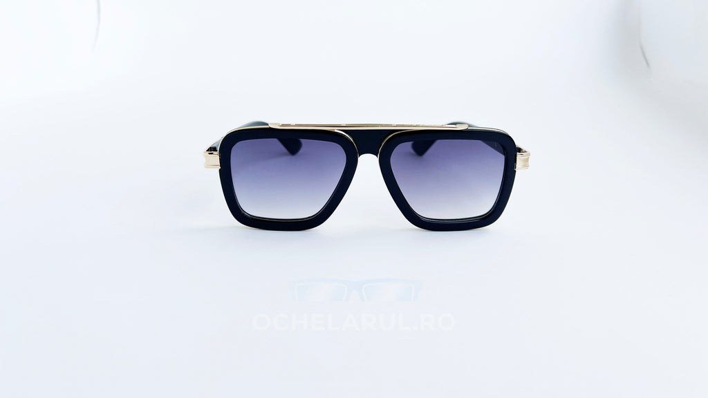 Ochelari de soare Dita LXN-EVO Style - Rama neagra-aurie - Lentile violet degrade - Vedere fata aproape