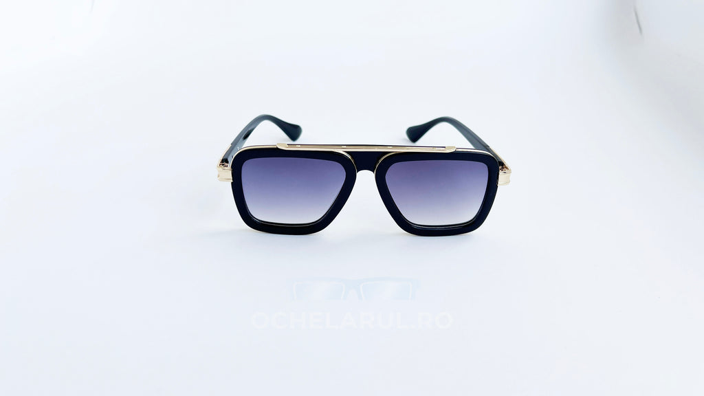 Ochelari de soare Dita LXN-EVO Style - Rama neagra-aurie - Lentile violet degrade - Vedere frontala