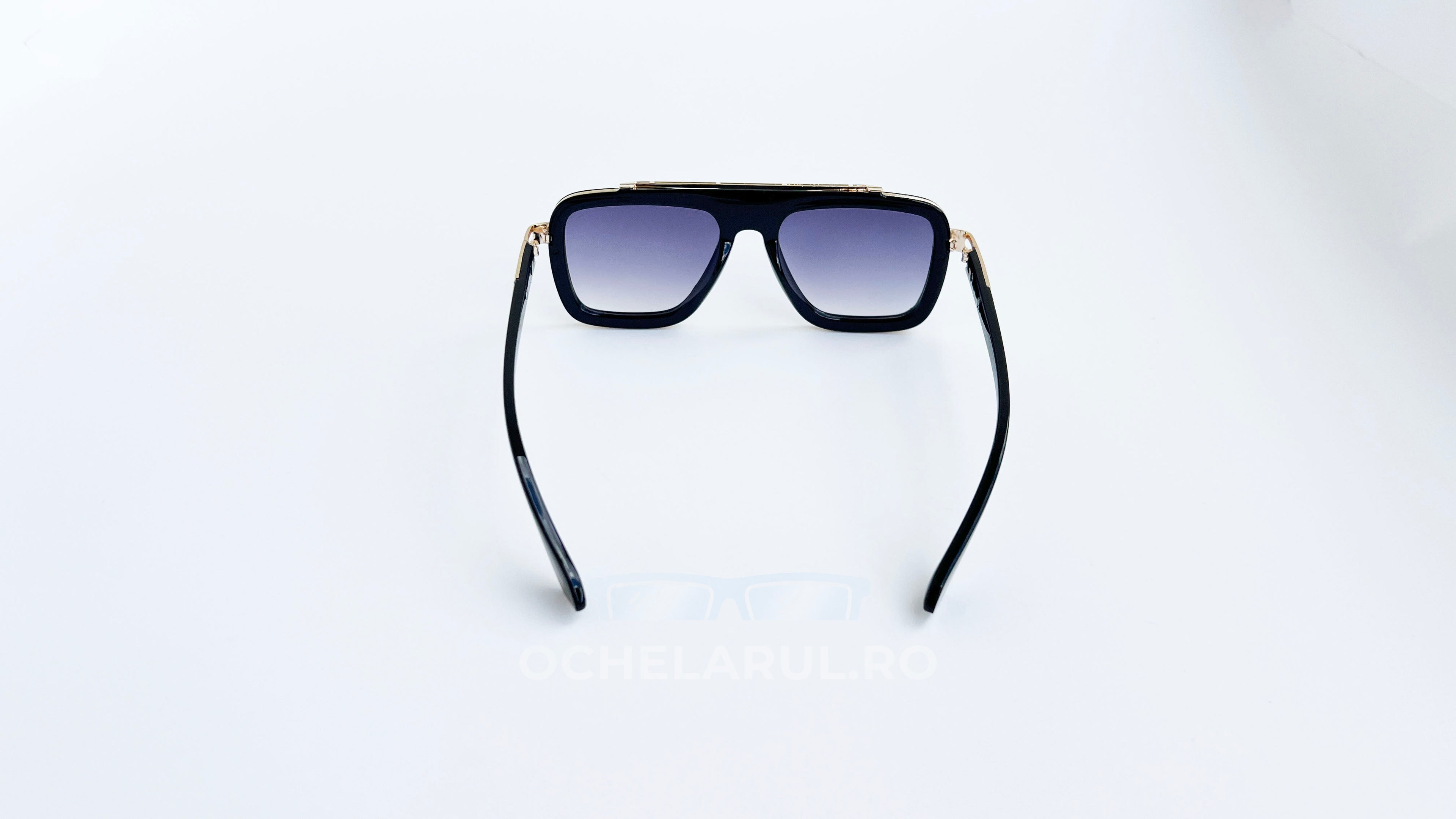Ochelari de soare Dita LXN-EVO Style - Rama neagra-aurie - Lentile violet degrade - Vedere spate