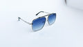 Ochelari de soare Dita Mach Six Style LARGE SIZE cu rame argintii elegante și lentile albastre degrade, design pentru bărbați, prezentare