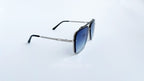 Ochelari de soare Dita Mach Six Style LARGE SIZE cu rame argintii elegante și lentile albastre degrade, design pentru bărbați.