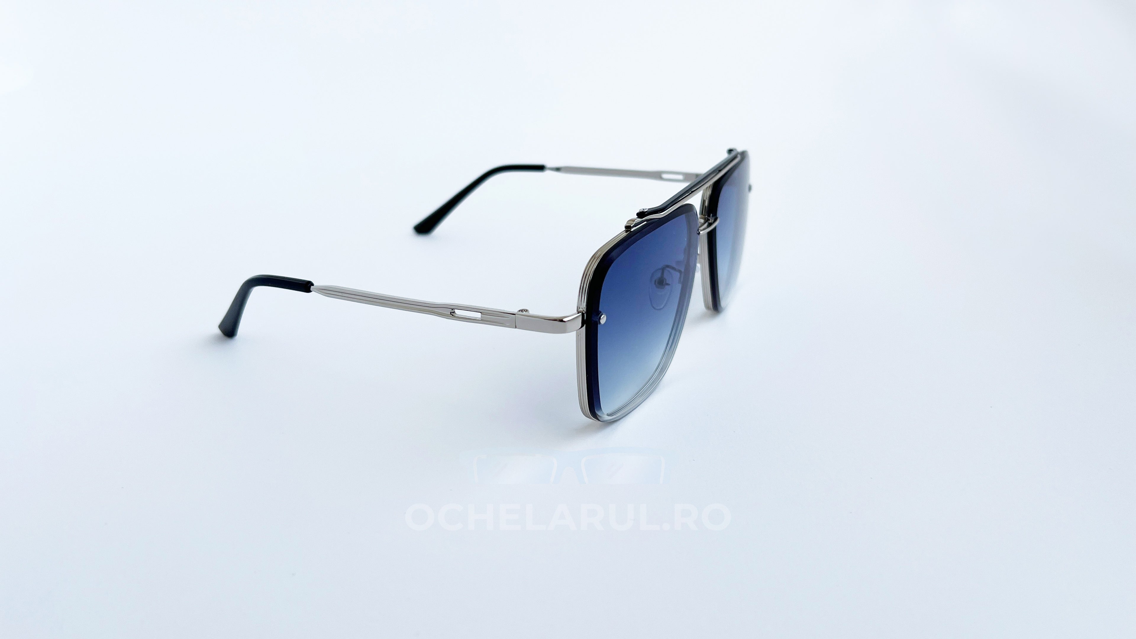 Ochelari de soare Dita Mach Six Style LARGE SIZE cu rame argintii elegante și lentile albastre degrade, design pentru bărbați.