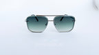 Ochelari de soare Dita Mach Six Style cu rame argintii și lentile verzi degrade, design masculin modern.
